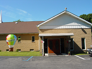 Decorations outside Angel VIsit Baptist Church - June 2004