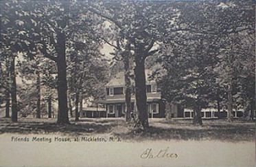 Old postcard showing Friends Meetinghouse at Mickleton NJ