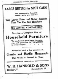1913 W.H. Hannold & Sons Advertisement