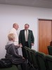 Committeeman Pete Miskofsky greets arriving township residents