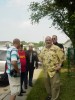 Jim Six of the Gloucester County Times (yellow shirt) and  veterans